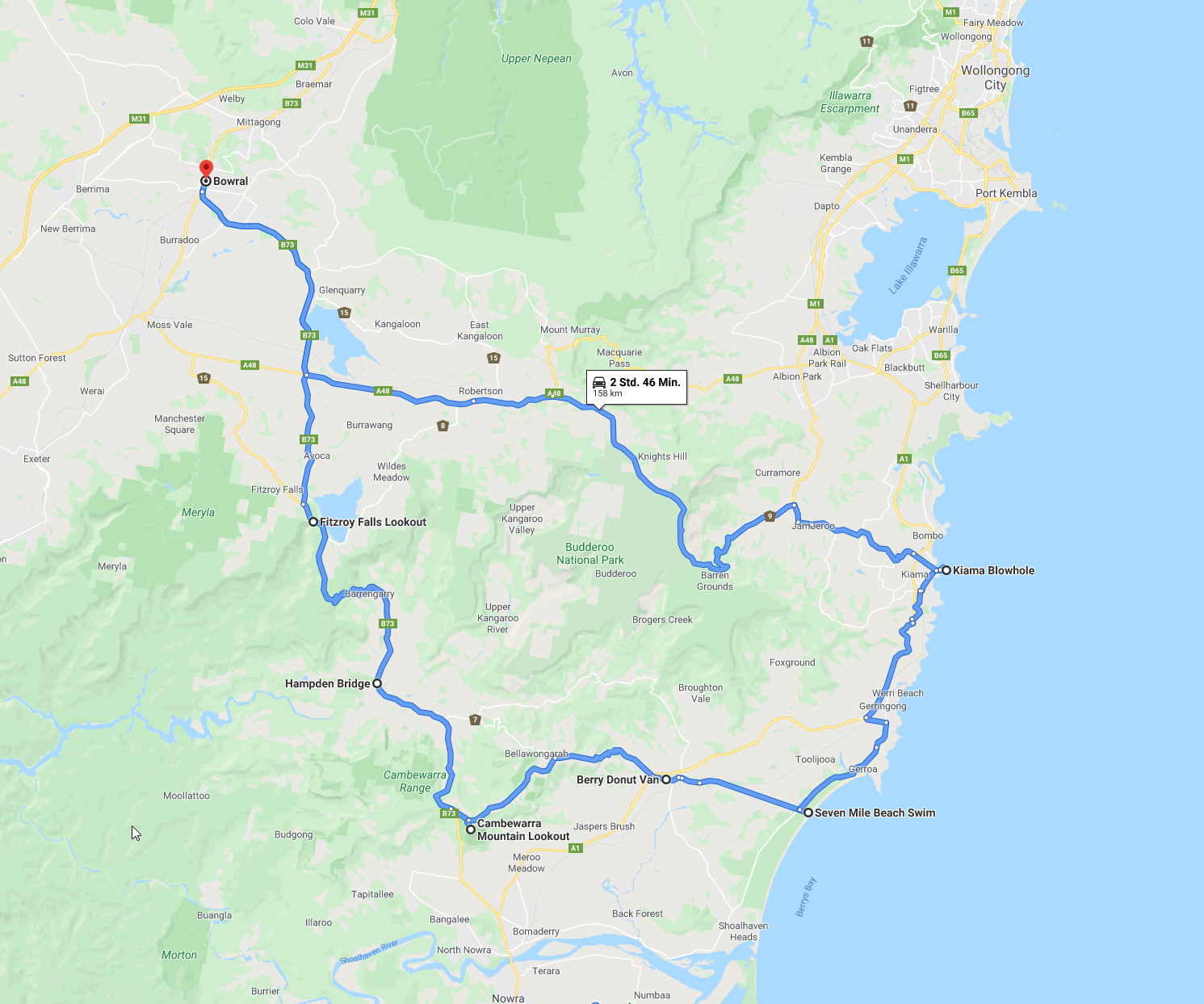 2020 01 25 08 Bowral Ausflug Route